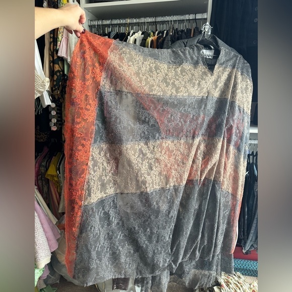 Valentino- Runway 2014 Multicolored Lace Sheer Cutout Cape Midi Dress - Picture 12 of 12